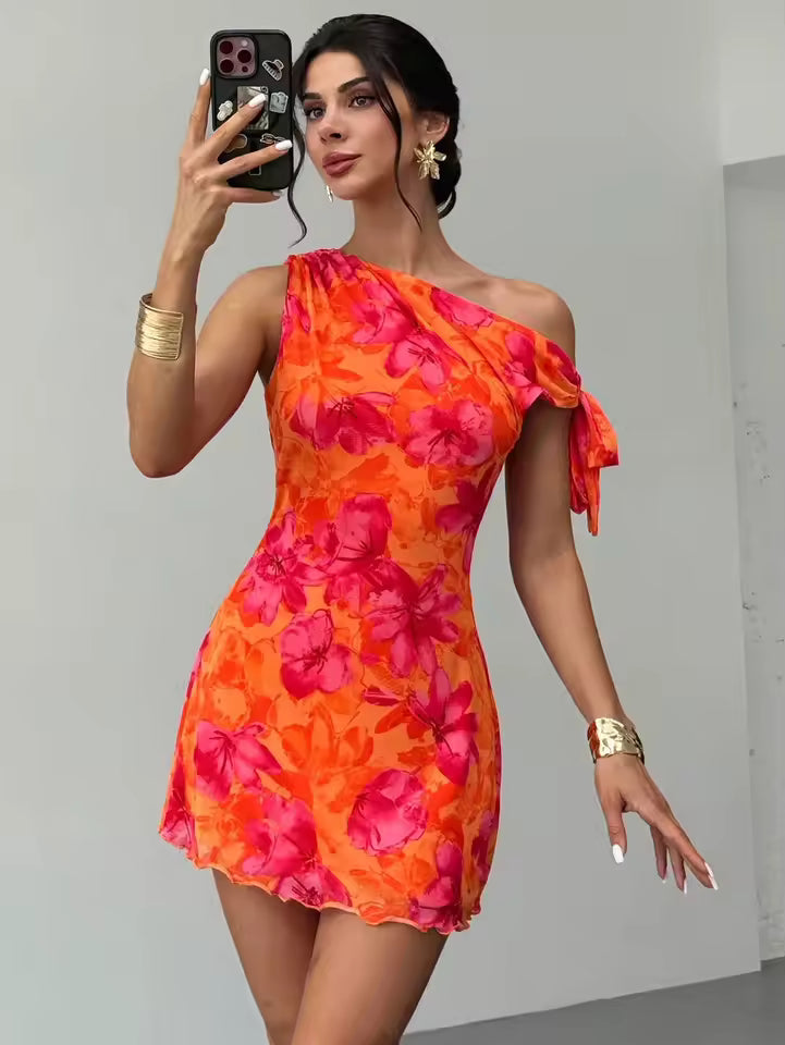 Women's Casual Summer Short Dress with Floral Print