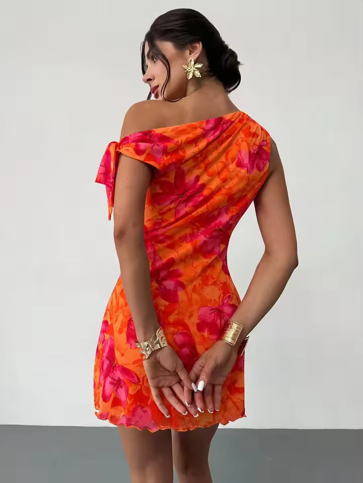 Women's Casual Summer Short Dress with Floral Print
